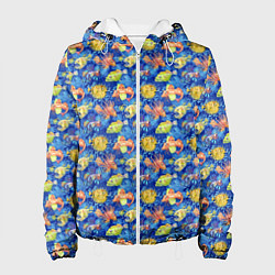 Куртка с капюшоном женская Смешные рыбы, цвет: 3D-белый