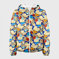 Куртка с капюшоном женская Книги и котики, цвет: 3D-белый