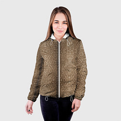Куртка с капюшоном женская Текстура шкуры пятнистого оленя, цвет: 3D-белый — фото 2