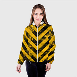 Куртка с капюшоном женская WARNING - желто-черные полосы, цвет: 3D-белый — фото 2