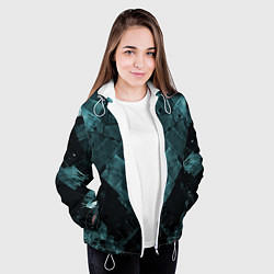 Куртка с капюшоном женская Голубые и чёрные полоски, цвет: 3D-белый — фото 2