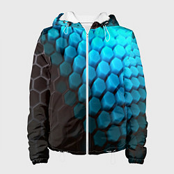 Куртка с капюшоном женская Abstraction neon blue, цвет: 3D-белый
