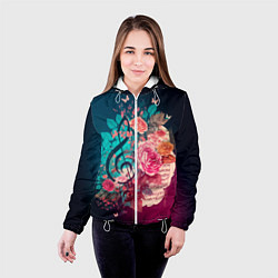 Куртка с капюшоном женская Цветы и музыкальная нота, цвет: 3D-белый — фото 2