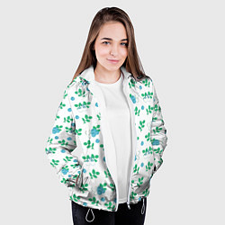 Куртка с капюшоном женская Узор из ягод голубики, цвет: 3D-белый — фото 2