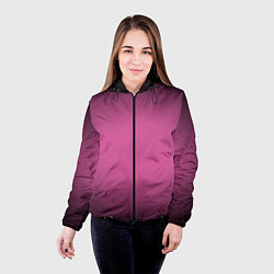 Куртка с капюшоном женская Розовый фон с черной виньеткой, цвет: 3D-черный — фото 2