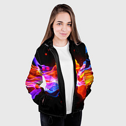 Куртка с капюшоном женская Битвы огней волны, цвет: 3D-черный — фото 2