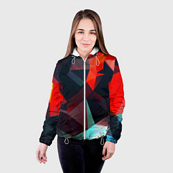 Куртка с капюшоном женская Абстрактное стекло осколки, цвет: 3D-белый — фото 2