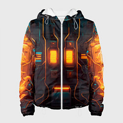 Куртка с капюшоном женская Паттерн в стиле киберпанк, цвет: 3D-белый
