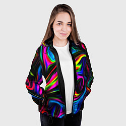 Куртка с капюшоном женская Неон кистью краски, цвет: 3D-черный — фото 2