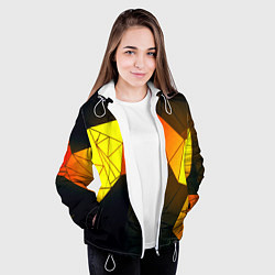 Куртка с капюшоном женская Абстрактная геометрия фигур, цвет: 3D-белый — фото 2