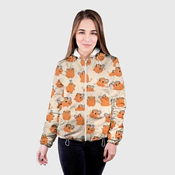 Куртка с капюшоном женская Человек-бензопила - Почита и хлебушек, цвет: 3D-белый — фото 2