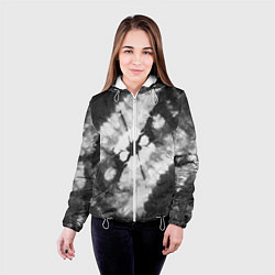 Куртка с капюшоном женская Черно-белый тай-дай, цвет: 3D-белый — фото 2