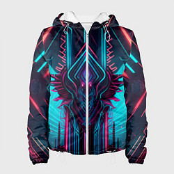 Куртка с капюшоном женская Кибернетический узор дракона, цвет: 3D-белый