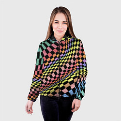 Куртка с капюшоном женская Colorful avant-garde chess pattern - fashion, цвет: 3D-черный — фото 2