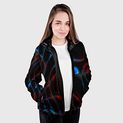 Куртка с капюшоном женская Neon colors drops of liquid, цвет: 3D-черный — фото 2
