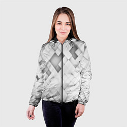 Куртка с капюшоном женская Серые кубы на белом, цвет: 3D-черный — фото 2
