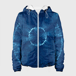 Куртка с капюшоном женская Синий круг тай-дай, цвет: 3D-белый