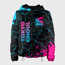 Куртка с капюшоном женская Tokyo Ghoul - neon gradient: надпись, символ, цвет: 3D-черный