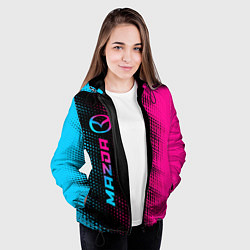 Куртка с капюшоном женская Mazda - neon gradient: по-вертикали, цвет: 3D-черный — фото 2