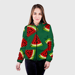 Куртка с капюшоном женская Арбуз, кусочек или долька арбуза, цвет: 3D-черный — фото 2