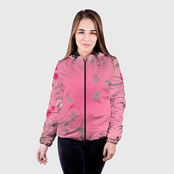 Куртка с капюшоном женская Весенние узорные цветы, цвет: 3D-черный — фото 2