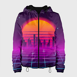 Куртка с капюшоном женская Futuristic Retro City, цвет: 3D-черный