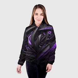 Куртка с капюшоном женская Черно-фиолетовые объекты, цвет: 3D-черный — фото 2