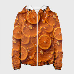 Куртка с капюшоном женская Сочная текстура из долек апельсина, цвет: 3D-белый