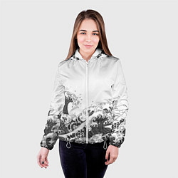 Куртка с капюшоном женская Японские волны на белом фоне, цвет: 3D-белый — фото 2