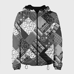 Женская куртка Черно белый лоскутный узор