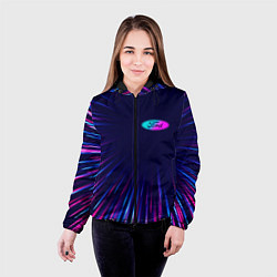 Куртка с капюшоном женская Ford neon speed lines, цвет: 3D-черный — фото 2