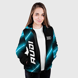 Куртка с капюшоном женская Audi неоновые лампы, цвет: 3D-черный — фото 2