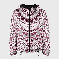 Куртка с капюшоном женская Этнический узор мандала в бордово-серых тонах, цвет: 3D-черный