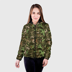 Куртка с капюшоном женская Олени и дубовые листья - камуфляж, цвет: 3D-черный — фото 2