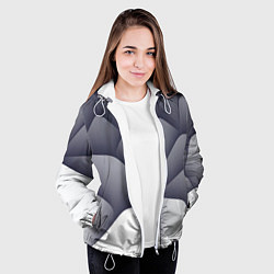 Куртка с капюшоном женская Паттерн из гладких камней, цвет: 3D-белый — фото 2