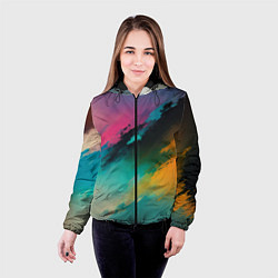 Куртка с капюшоном женская Абстрактный туман, цвет: 3D-черный — фото 2