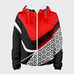 Куртка с капюшоном женская Геометрическая униформа - красная, цвет: 3D-белый