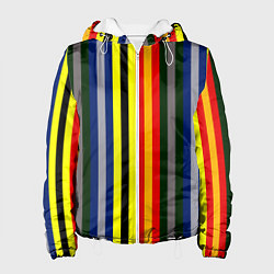 Куртка с капюшоном женская Полосы школа чародейства и волшебства, цвет: 3D-белый