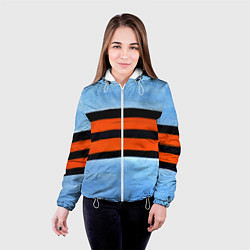 Куртка с капюшоном женская Георгиевская лента на голубом фоне, цвет: 3D-белый — фото 2