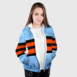 Куртка с капюшоном женская Георгиевская лента на голубом фоне, цвет: 3D-белый — фото 2
