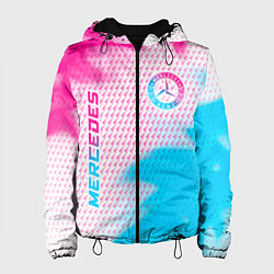 Куртка с капюшоном женская Mercedes neon gradient style: надпись, символ, цвет: 3D-черный