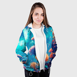 Куртка с капюшоном женская Океанские глубины, цвет: 3D-белый — фото 2