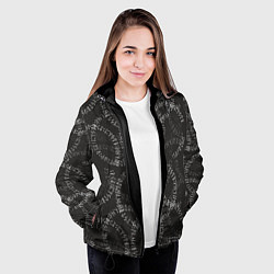 Куртка с капюшоном женская Круговые руны, цвет: 3D-черный — фото 2
