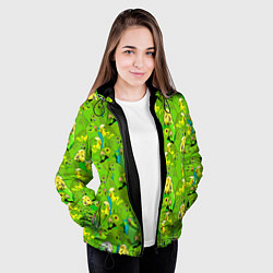 Куртка с капюшоном женская Зеленые волнистые попугайчики, цвет: 3D-черный — фото 2