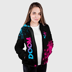 Куртка с капюшоном женская Doom - neon gradient: надпись, символ, цвет: 3D-черный — фото 2