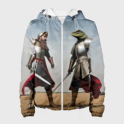 Куртка с капюшоном женская Древний Рус против Ящера, цвет: 3D-белый