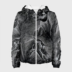 Куртка с капюшоном женская Черепа коней - эскиз, цвет: 3D-белый