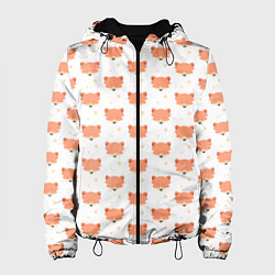 Куртка с капюшоном женская Паттерн милая лиса, цвет: 3D-черный
