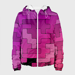 Куртка с капюшоном женская Фиолетовые текстуры, цвет: 3D-белый