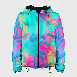 Куртка с капюшоном женская Кислотный тай-дай: паттерн, цвет: 3D-черный